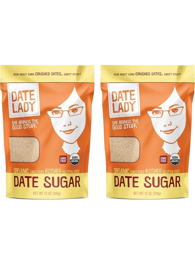 Date Lady Date Sugar, 1.5 lb, Organic | Vegan, Paleo, Gluten-Free & Kosher | 100% Ground Dates | Sugar Substitute & Alternative Sweetener for Baking | Does NOT Dissolve in Coffee! (2 Bags) - Image 1